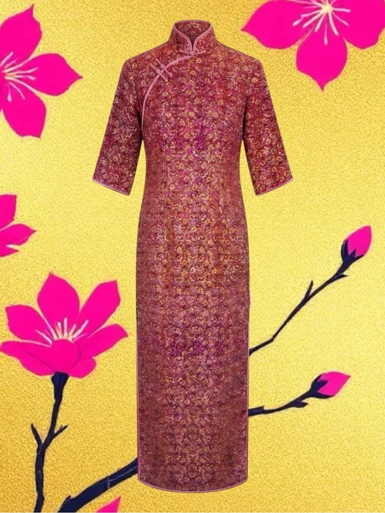 Cheongsm/Qipao Dresses & Skirts - Cheongsam Qipao Classic Retro Glam Brocade Metallic Maximalist Formal Dress XL